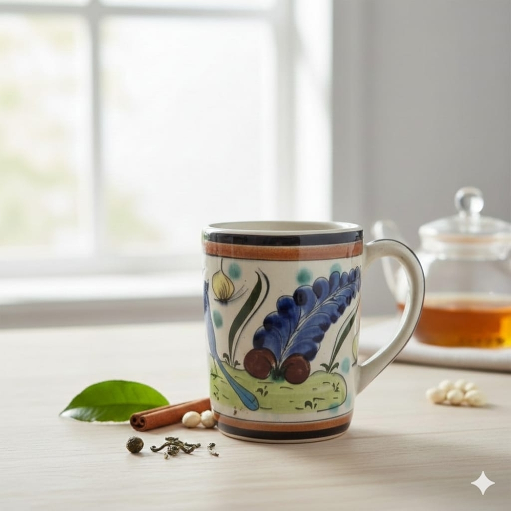 Vintage Tonalá Pottery Mug | Hand-Painted Mexican Ceramic Coffee Cup